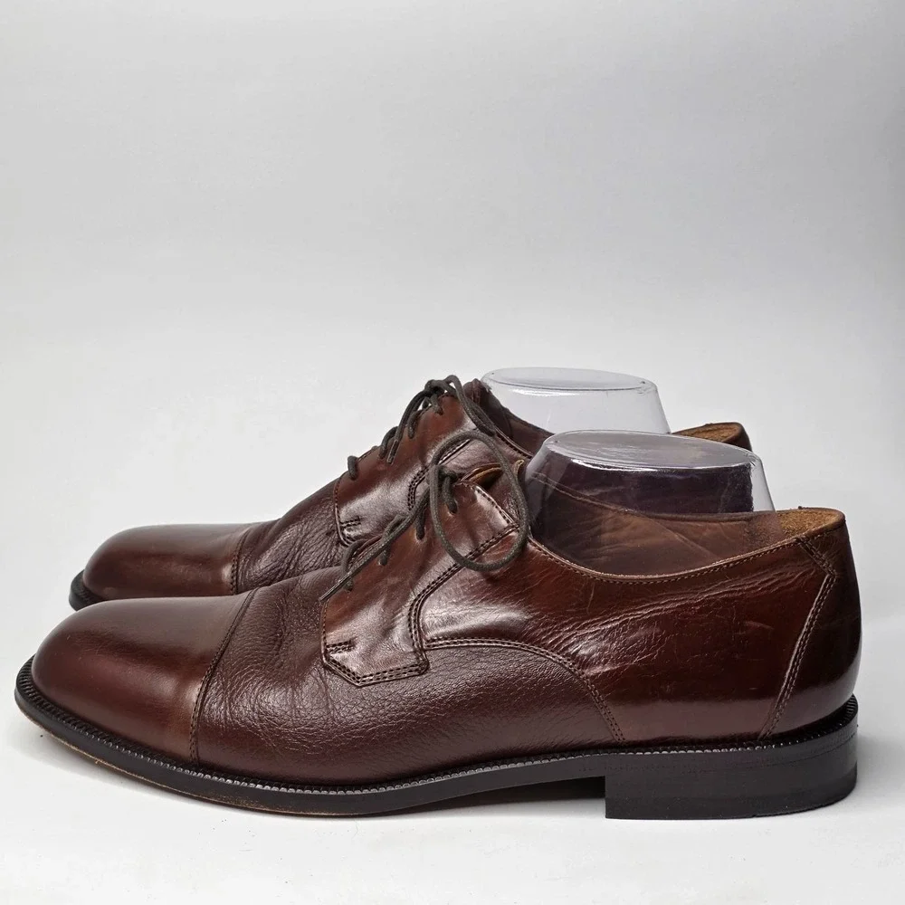 Bostonian Luxe Oxford Men's Shoes Size 9.5 W Brown‎ Leather Dress Lace Up Italy